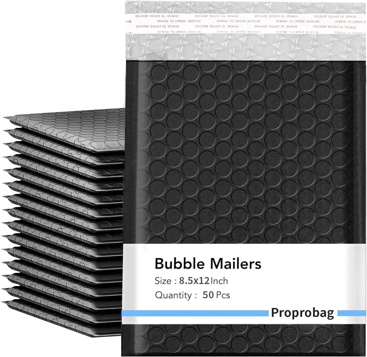 

Bubble Mailers 50 Pack - 9x12 Heavy Duty Black Padded Envelopes with Self Seal, Waterproof, Non See Through for Ecommerce