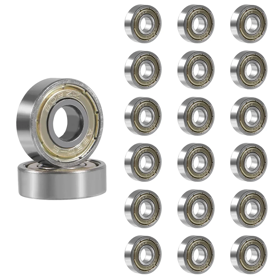 20 Pcs 608ZZ Ball Bearing Double Shielded 608-2Z 80018 8mm x 22mm x 7mm Dual Sided High Carbon Steel Z1 Bearings Bearings