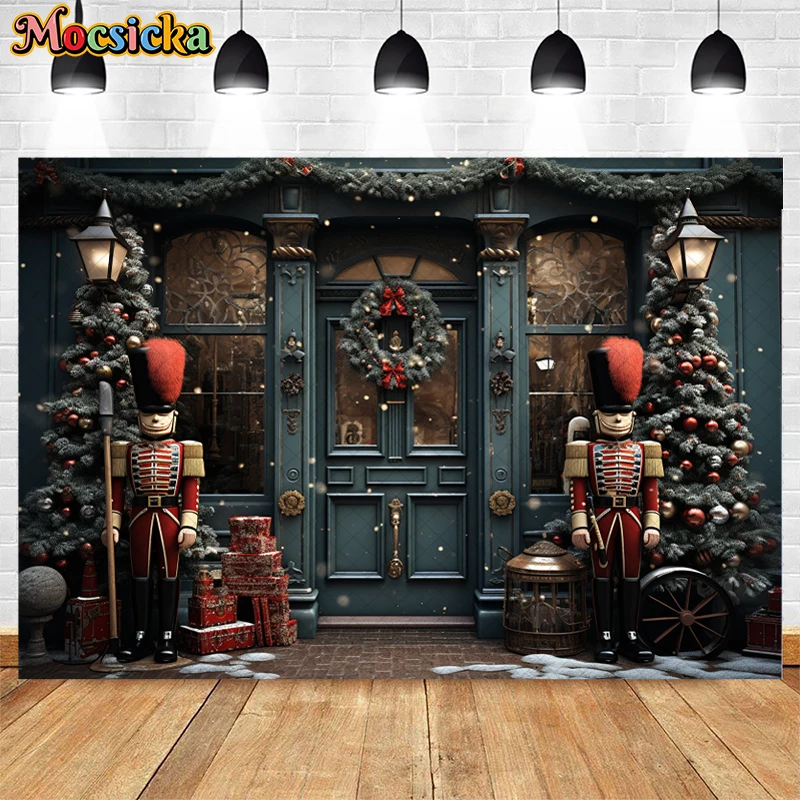 Mocsicka Weihnachten Spielzeug speichern Hintergrund für Kinder Porträts Urlaub Party Fotografie Weihnachten Baum Kranz Geschenk box Dekoration