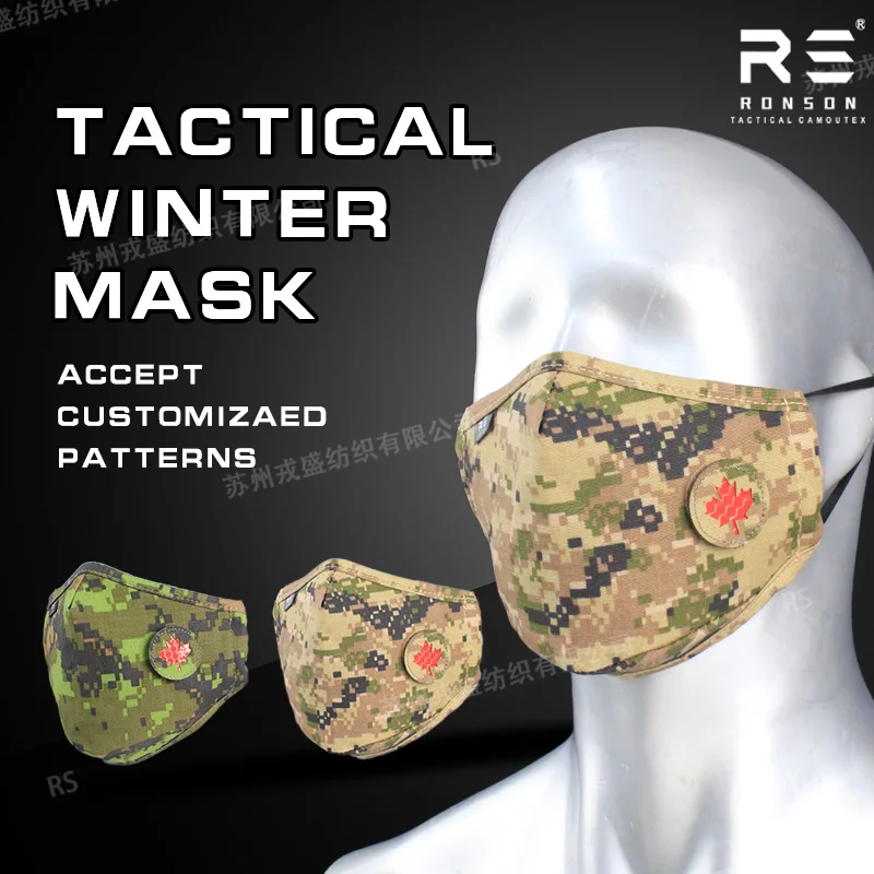 

CADPAT MT Camouflage Ronsontex Tactical Face Covering Ear Adjustable Nylon/Cotton Rip-stop Breathable Outdoor Winter Face Mask