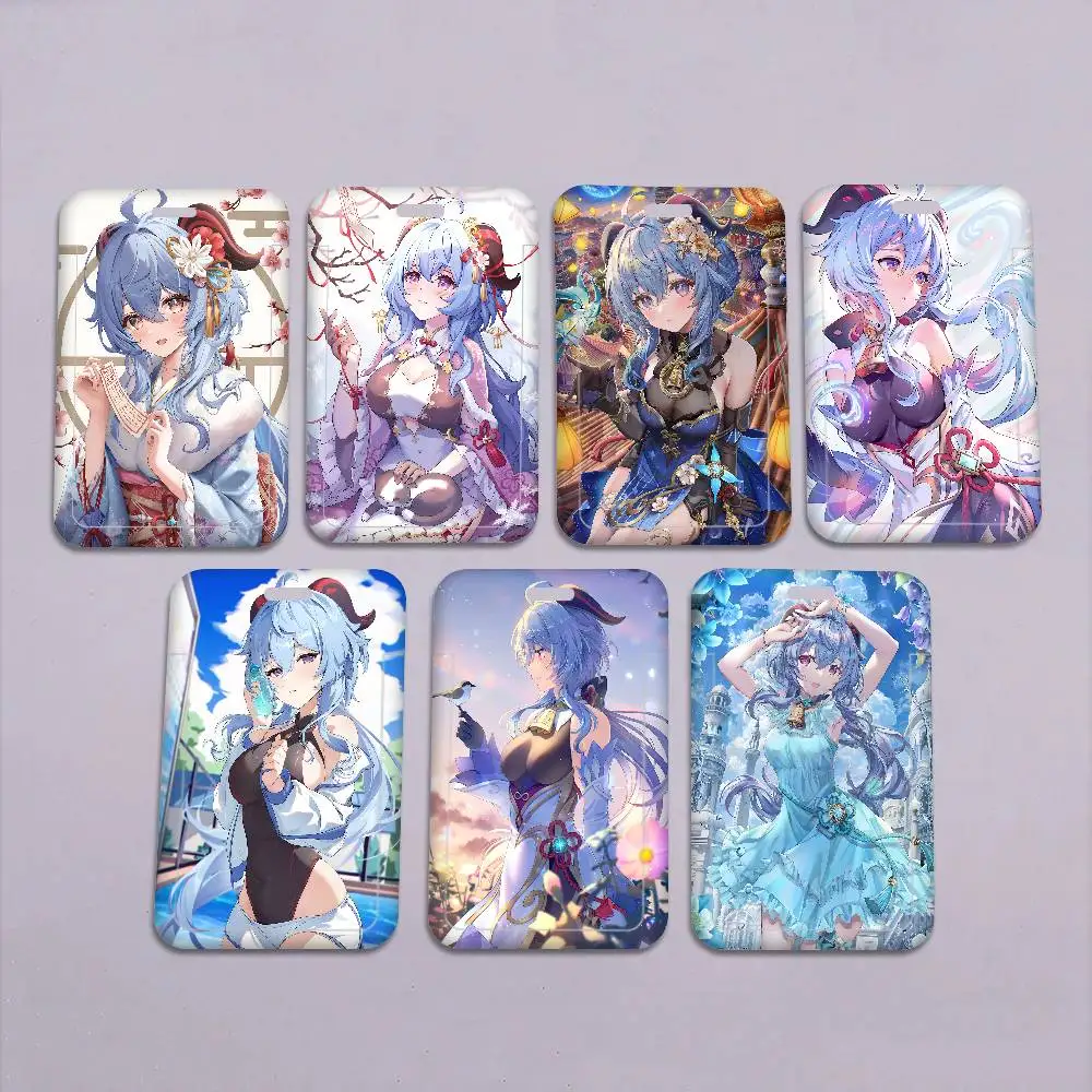 

Чехол для рабочего пропуска Genshin Impact Ganyu, держатель для бейджа с ланъярдом, набор для удостоверения личности сотрудника