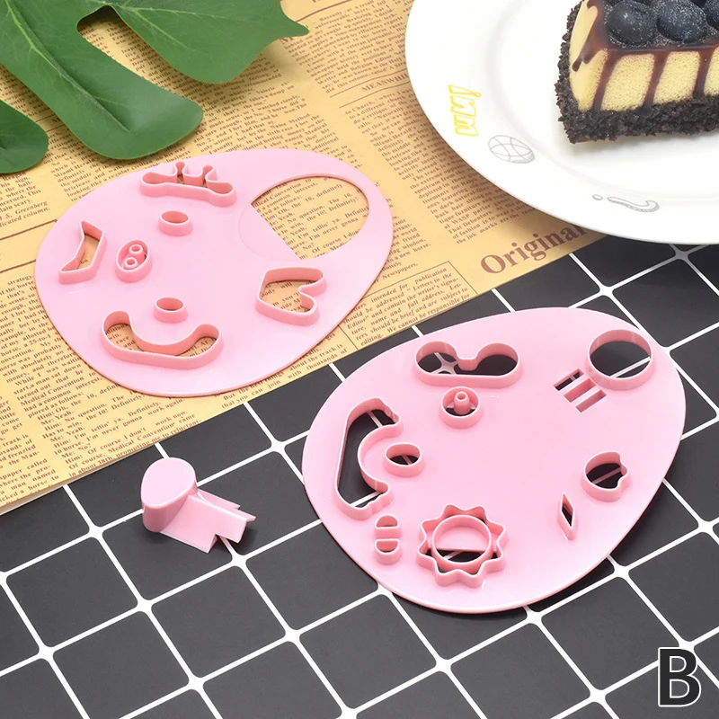 2Pcs Bento Accessories Various Emotion Expression Rice Mold Onigiri Shaper And Dry Roasted Seaweed Cutter Set