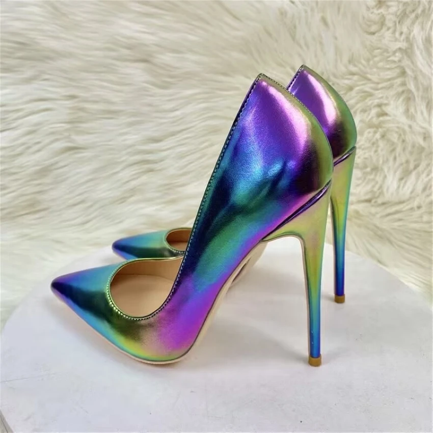 Laser Gradient Matte Women Pointy Toe High Heels Shoes Fashion Designer Sexy Slip On Stiletto Pumps for Party Wedding