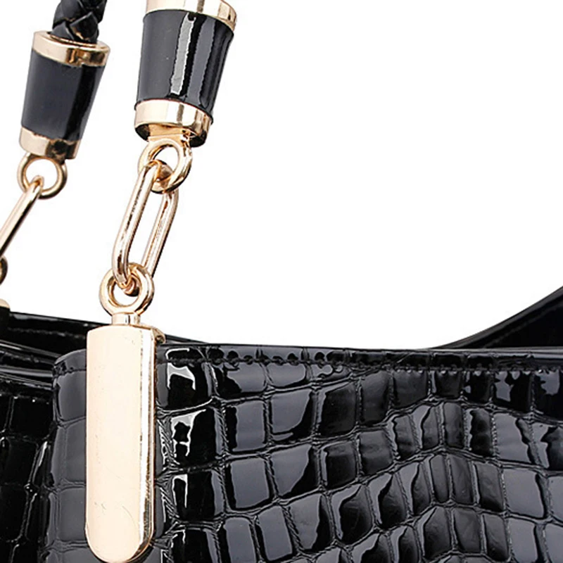 2Pcs Women Luxury Handbag Zip Shoulder Bags For Women 2024 Soft Crocodile Pattern Leather Portable Shopping Totes Bolso Mujer