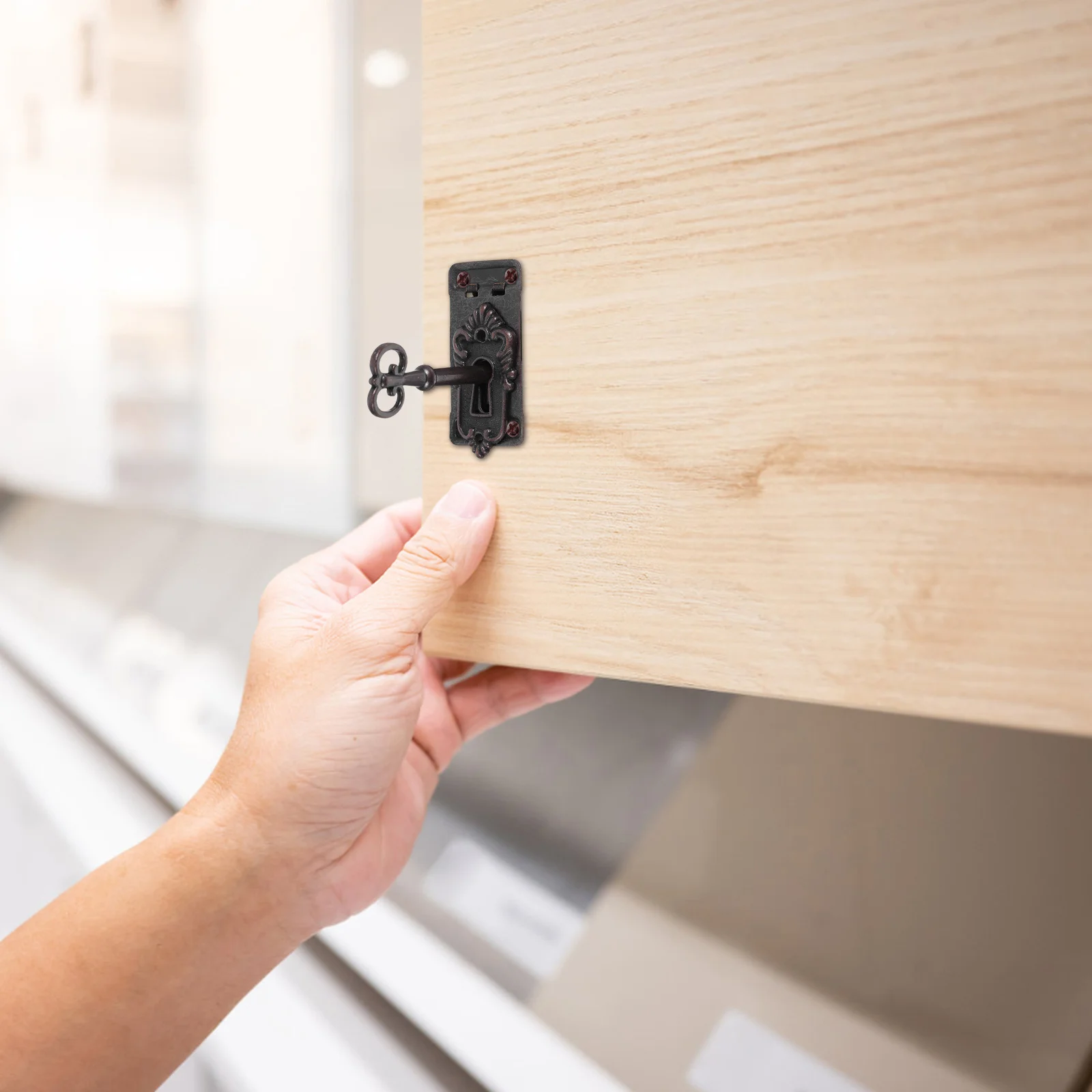 

Jewelry Box Latches Wooden Gift Lock Red Bronze Exquisite Pattern Beautiful Shape Durable Iron Material Drawer Cabinet