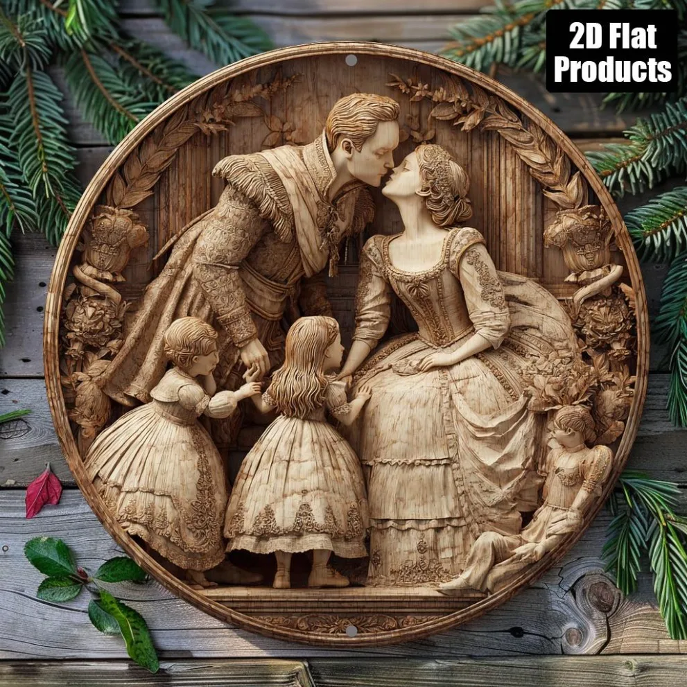 Rundes Aluminium-Metallschild „Royal Family“ – Wanddekoration für Zuhause, Café, Bar, 20,3 x 20,3 cm