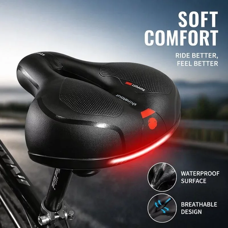 Assento de bicicleta com função de absorção de impacto, almofada ergonômica e confortável, adequado para ciclismo diário e viagens.