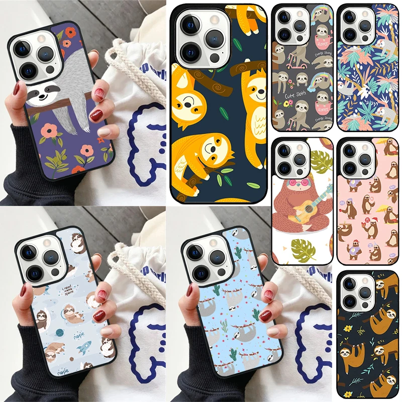 Sloths floral Style Cover For iPhone 16 13 14 15 Pro Max 12 Mini 11 15 Pro Max 6 7 8 Plus Max SE 2020 Phone Case