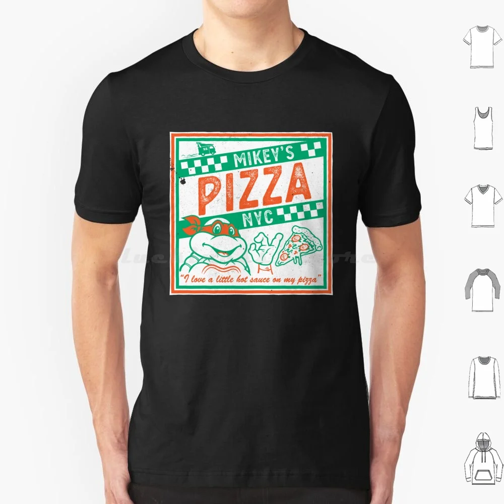 Mikey's Pizza Takeout-I Like A Little-Retro 90er-Comic-T-Shirt, große Größe, 100 % Baumwolle, Helden in einer halben Schale, Cowabunga 90er Retro
