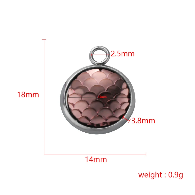 Fnixtar Stainless Steel Mermaid Scale Charms For Jewelry 12colors 12mm 12pcs/lot