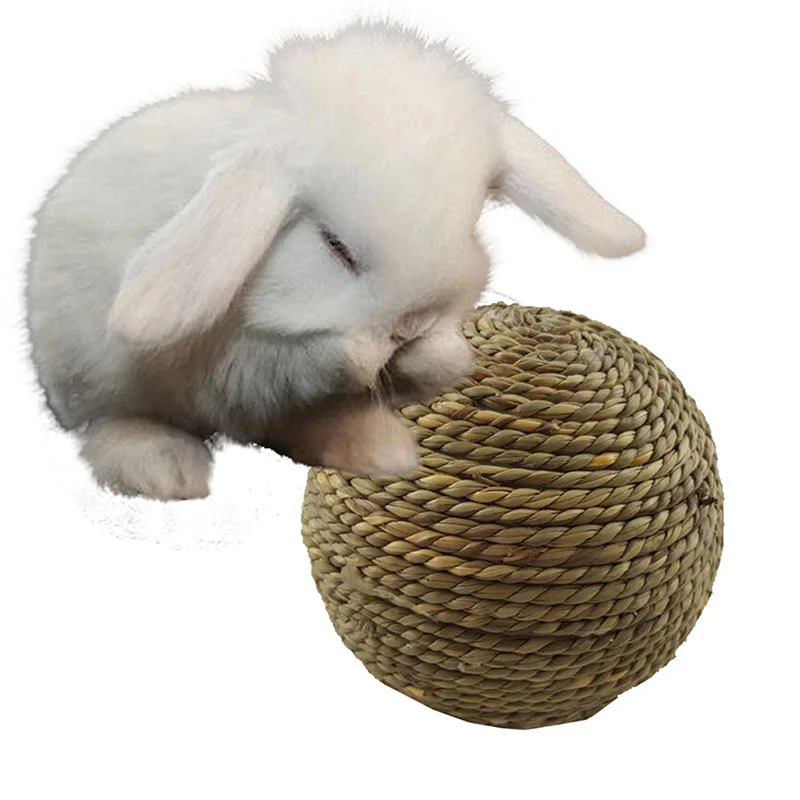 Small Pet Chewing Toy Natural Grass Ball For Teeth Cleaning Toys For Rabbit  Cat  Small Rodent Products