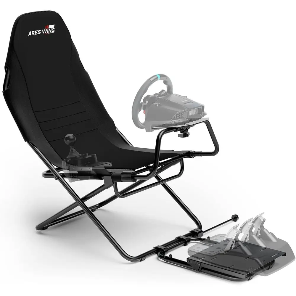 Cabina de Simulación de Carreras, Soporte para Volante con Asiento, Plataforma de Simulación de Carreras Compacta para Espacios Pequeños, Compatible con PS5 y Juegos de PC
