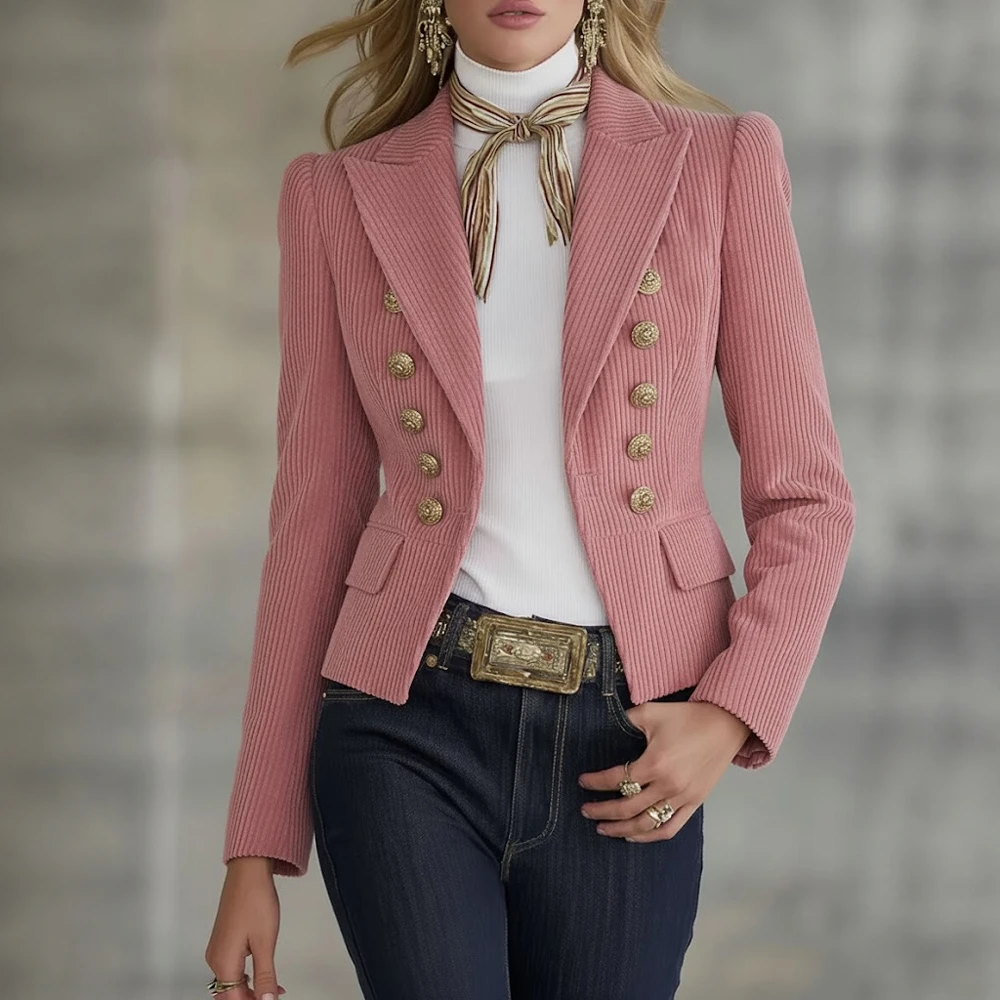 

Autumn Winter Casual Long Sleeve Straight Cut Suit Women's Fashion Top Comfortable Fit Style No Decoration