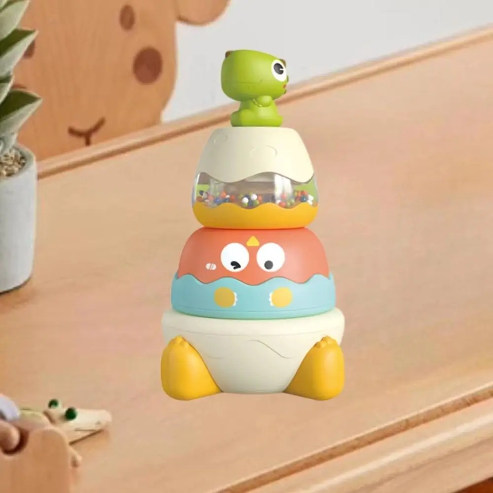 Ferrule Dinosaur Rainbow Stacking Toys Montessori Rattle Stacking Rings Developmental Toys Puzzle Stackable