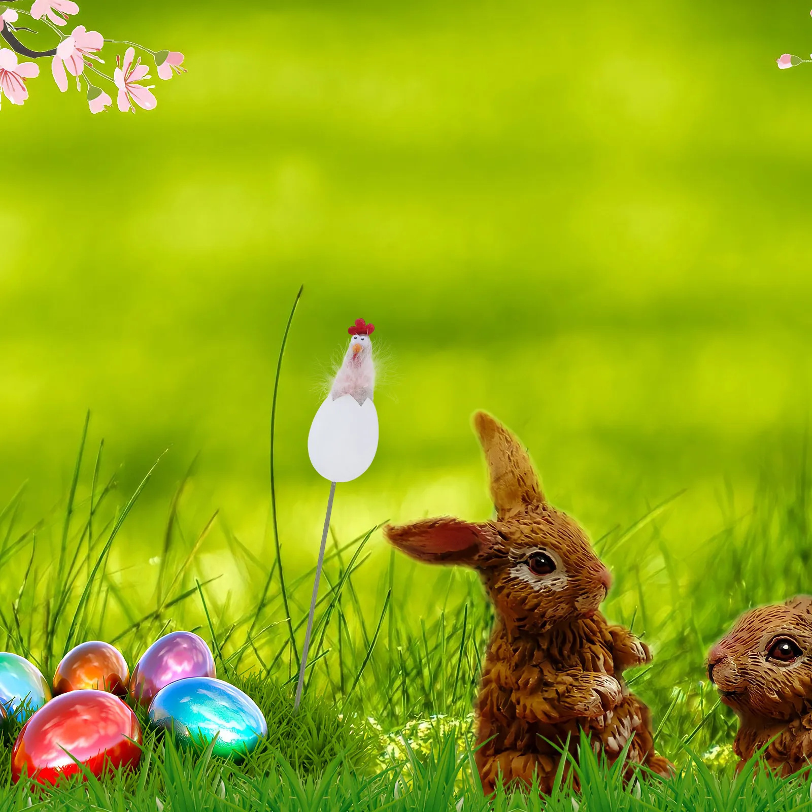 Adorables Decoraciones de Pollitos de Pascua, Accesorios para Ramos de Huevos de Pascua, Ramilletes Florales, Centro de Mesa de Primavera, Decoración del Hogar DIY, Artificial