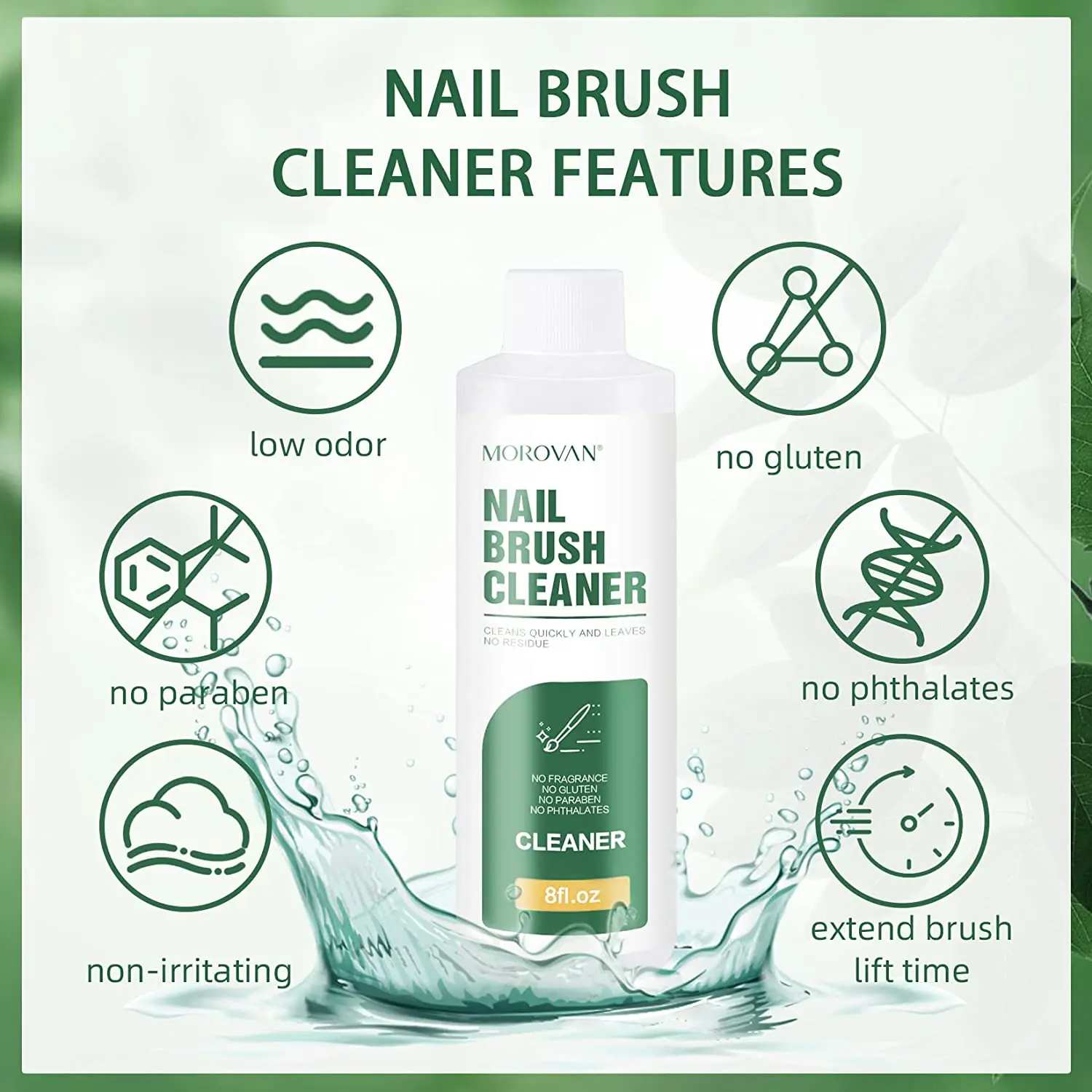 Cleaner-8oz ทำความสะอาดแปรงเล็บสำหรับทุกแปรงเล็บเล็บอะคริลิกแปรงเล็บแปรงน้ำยาทาเล็บเจลสำหรับทุกเครื่องมือทำเล็บ