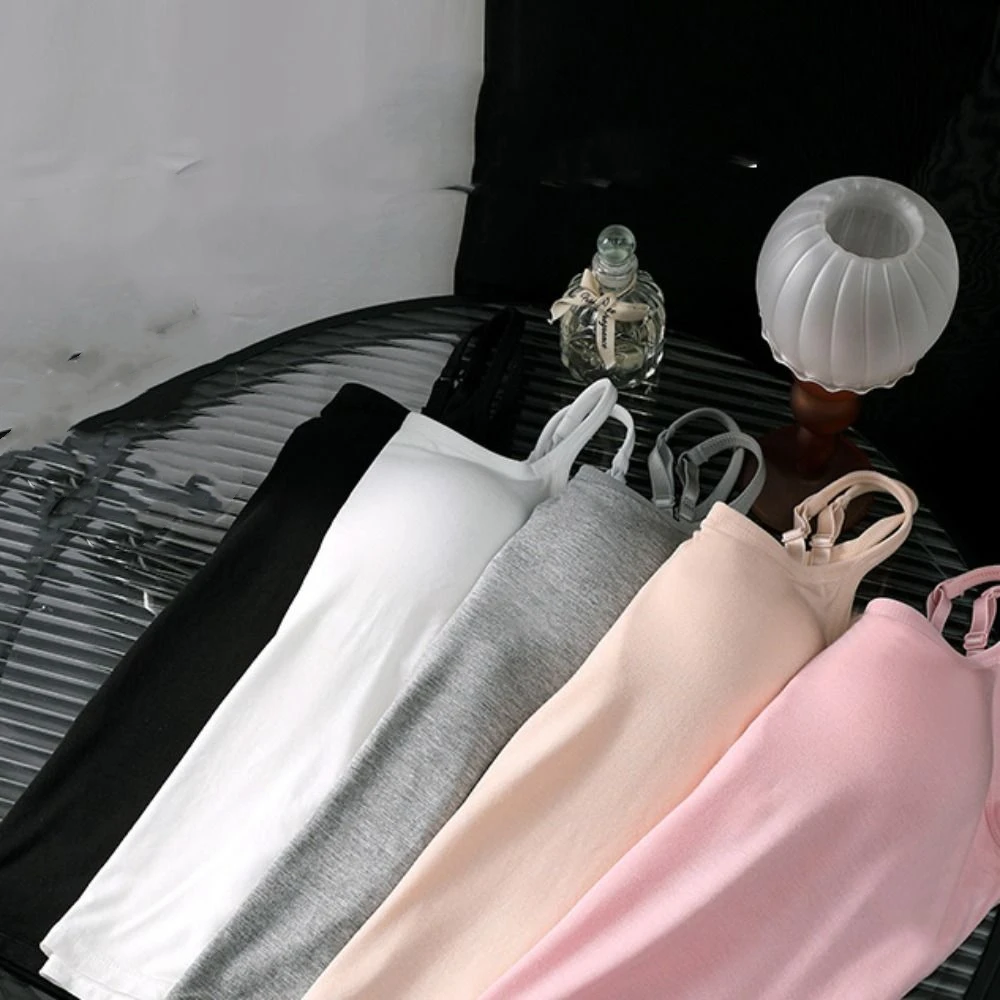 

Round Neck Sleeveless Crop Top Slim Fit Simple Women's Tank Top Undershirts Bottoming Shirt Bra with Pads Camisole Summer