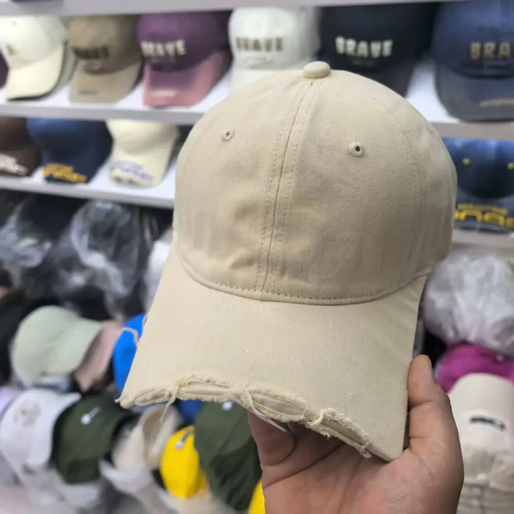 Unisex Broken Brim Baseball Cap Vintage Washed Cotton Street Style Soft Top Sunshade Breathable Personality Fashion Hat