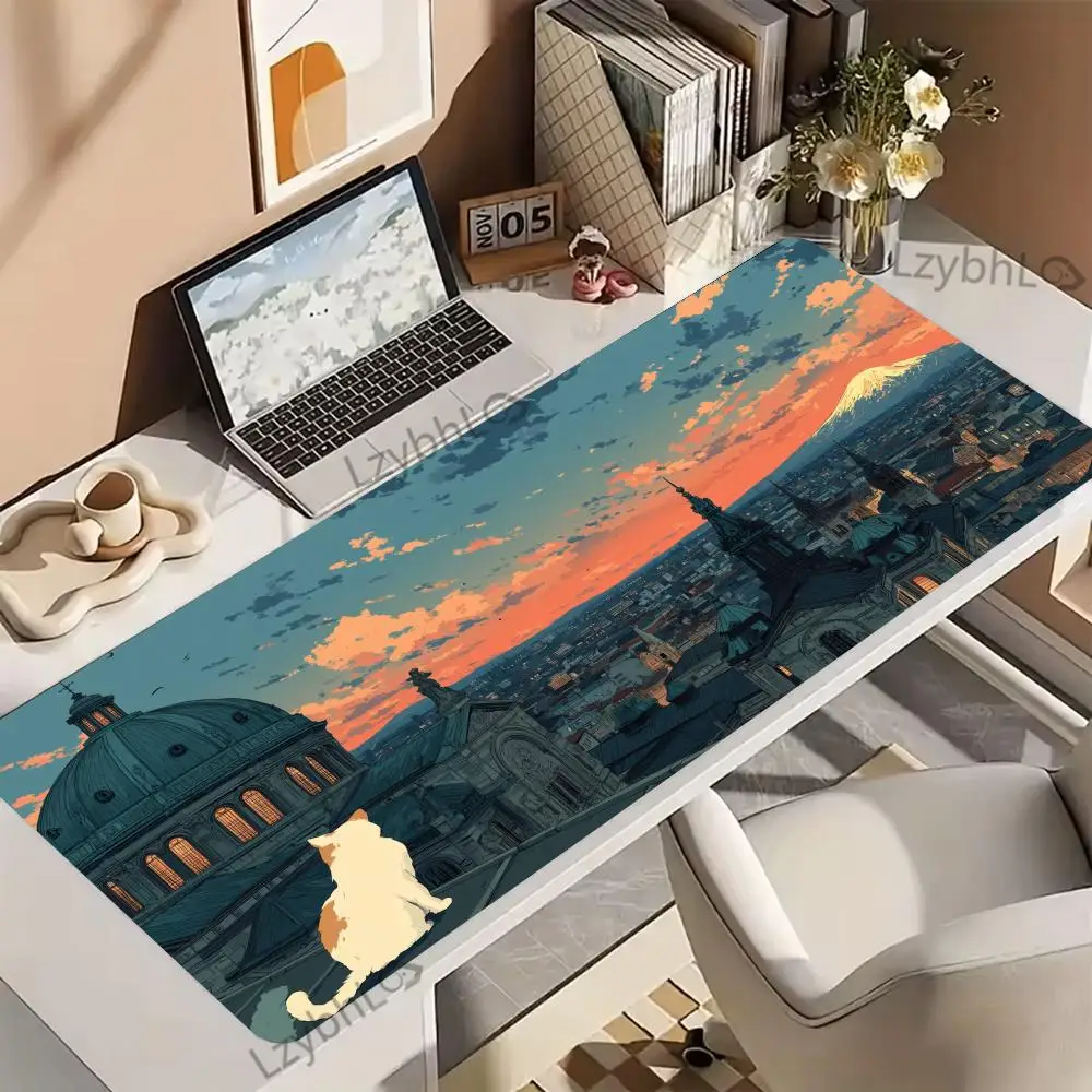 

Sunset View Mouse Pad Cute Cat Large Computer Office Table Mats XXL Rubber Desk Mat XXL Non-slip Office Gaming Deskmat Carpet