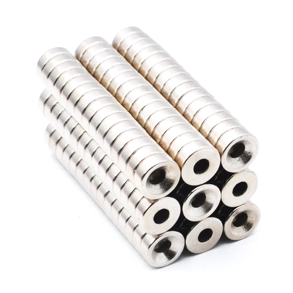 New 10PCS Strong Neodymium Magnets with Hole Dia 8mm-20mm With M3 M4 M5 Countersunk Ring Hole Rare Earth Round N35 Magnet Strong