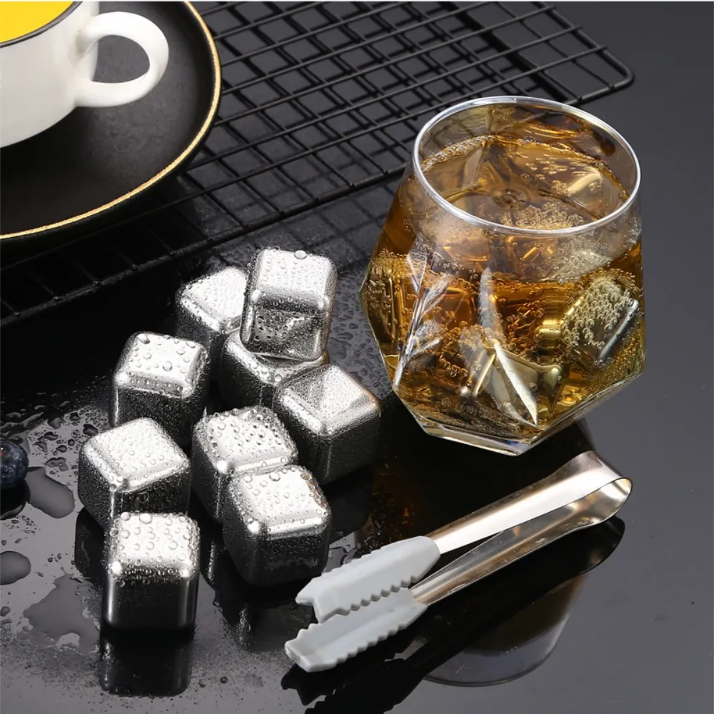

8/12 Pcs stainless steel ice cubes, silver ice cubes, frozen whiskey ice stones,beer ice cubes mold,Ice tartar,Rapid coolin
