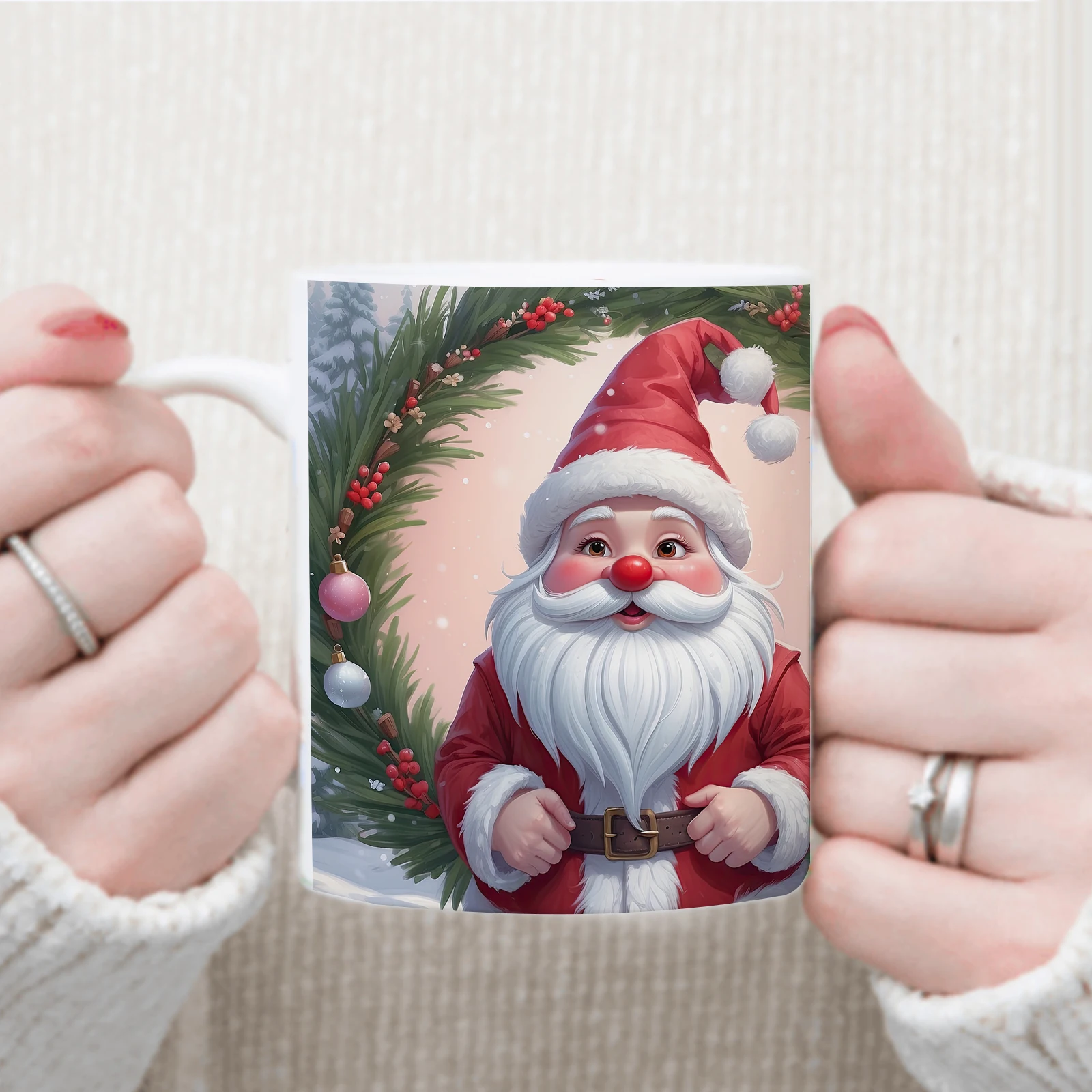 11oz Christmas Santa Claus 3D Print Coffee Mugs with Handle Dishwasher Microwave Safe Birthday Holiday Gift Mug Anniversary Gift