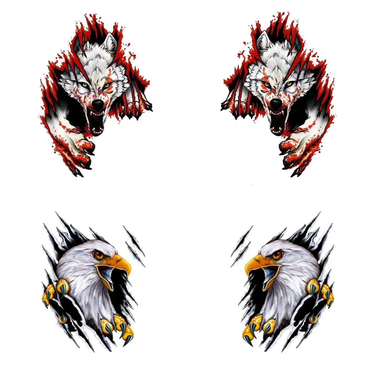 Classic Cartoon Eagle and Lone Wolf Car Sticker Vinyl  Personality Sticker on Car  Decal  Stickers Car Styling PVC Wholesale