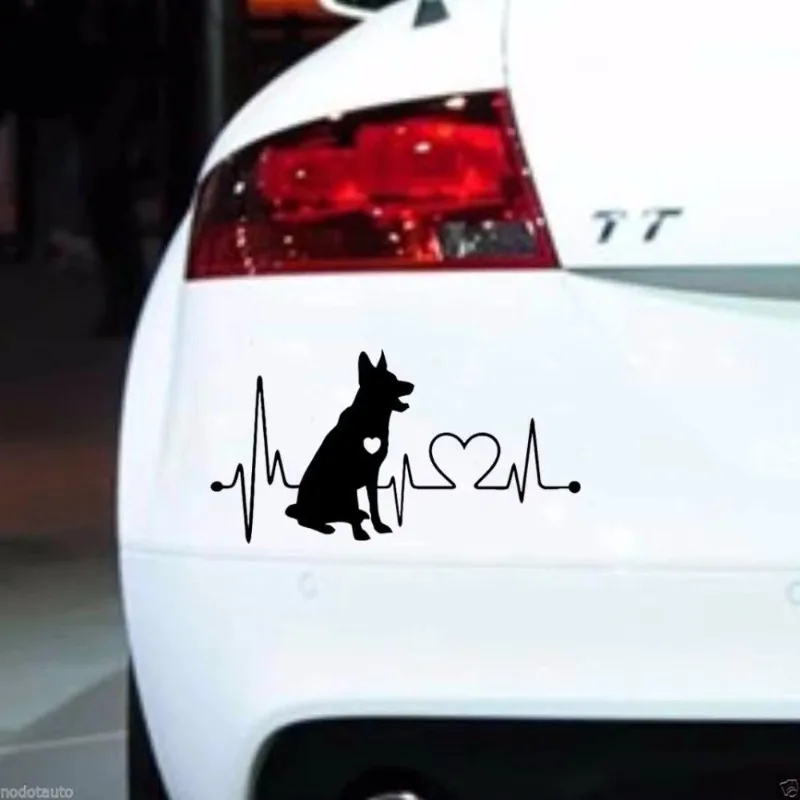 

Cars Stickers 3D German Shepherd Heartbeat Bumper Car Funny Stickers and Decals Decor Automotive Exterior Decorative Accessories