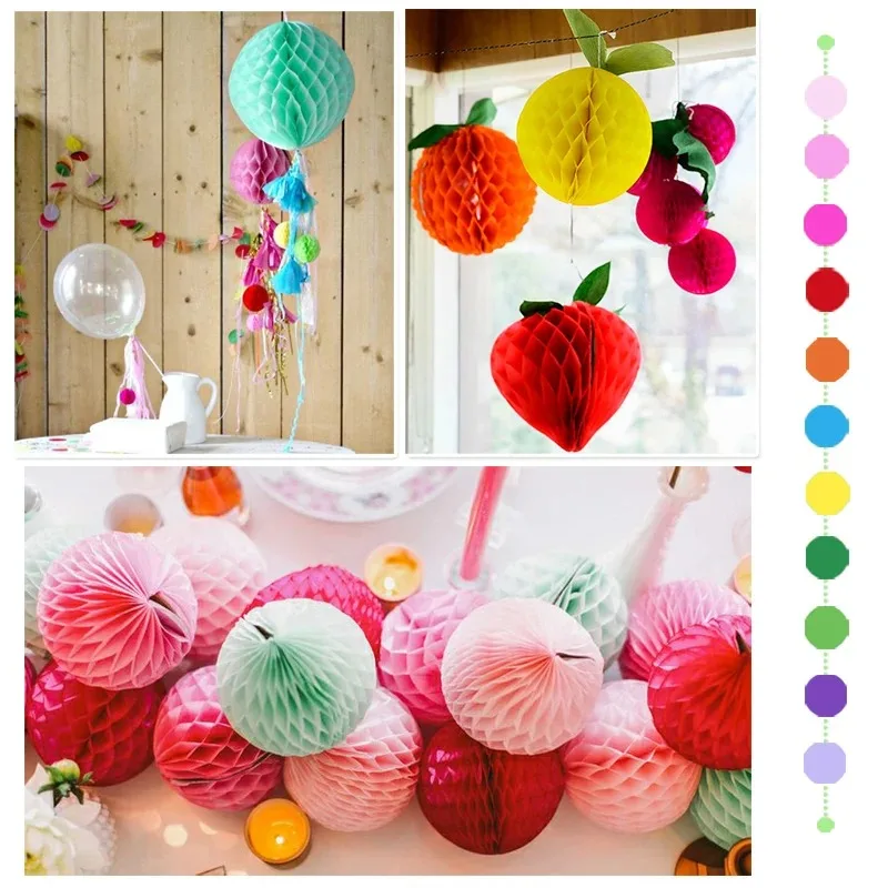 17colors 1pcs 10inch (25cm)  Pompon Tissue Decorative Flowers Paper Lantern Honeycomb Balls For Kids Birthday Wedding Decoratio