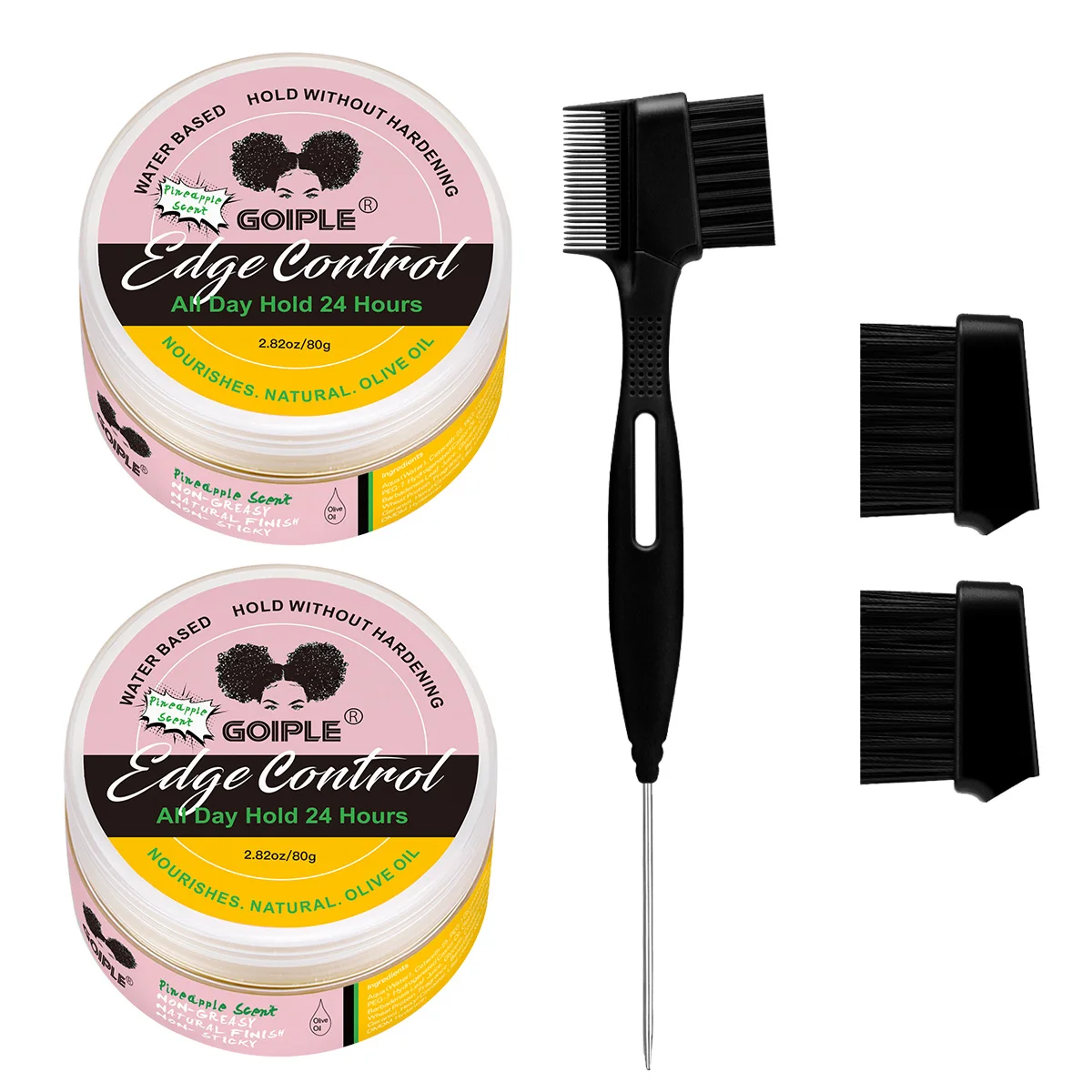 

GOIPLE 4C Hair Edge Control Wax Long Lasting Extra Hold Control Hairline Gel Baby Bangs Smoothing and Styling Cream & Edge Brush