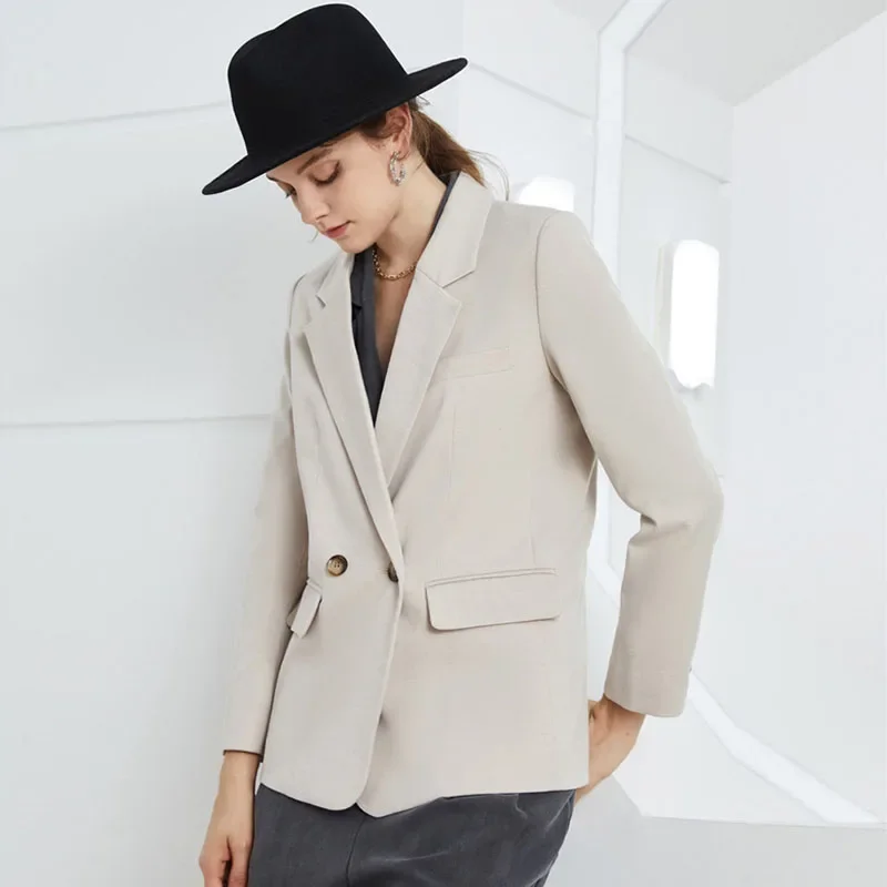 

Autumn Winter Wool Blazer Coat Women Fashion Double-breasted Office Lady Casual Solid Color Suit Jacket Chaquetas Para Mujer