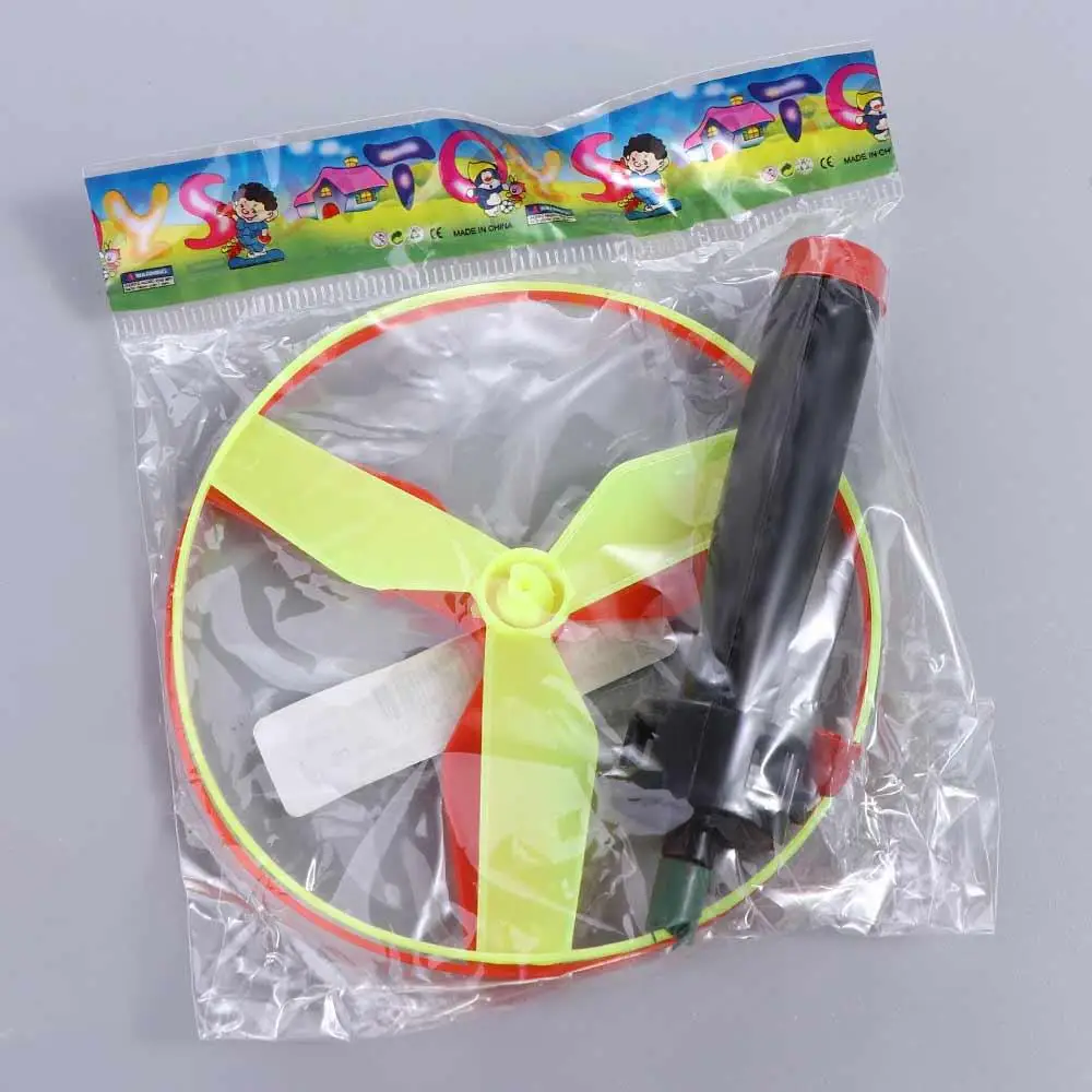 Puxar corda puxar corda disco voador voando spin top brinquedos ao ar livre hélice helicóptero brinquedos ao ar livre plástico mão-push