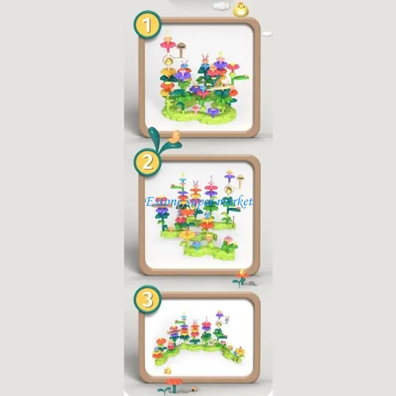090B Gardening doet alsof speelgoedsteel speelgoedbloembouwsteen stapelspel voor peuterbloemtuin bouwstenen speelgoed