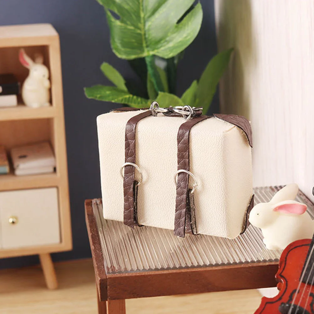 

Dollhouse Suitcase Mini Furniture Miniature Luggage Travel Accessories Polyurethane Trolley Vintage Model DIY