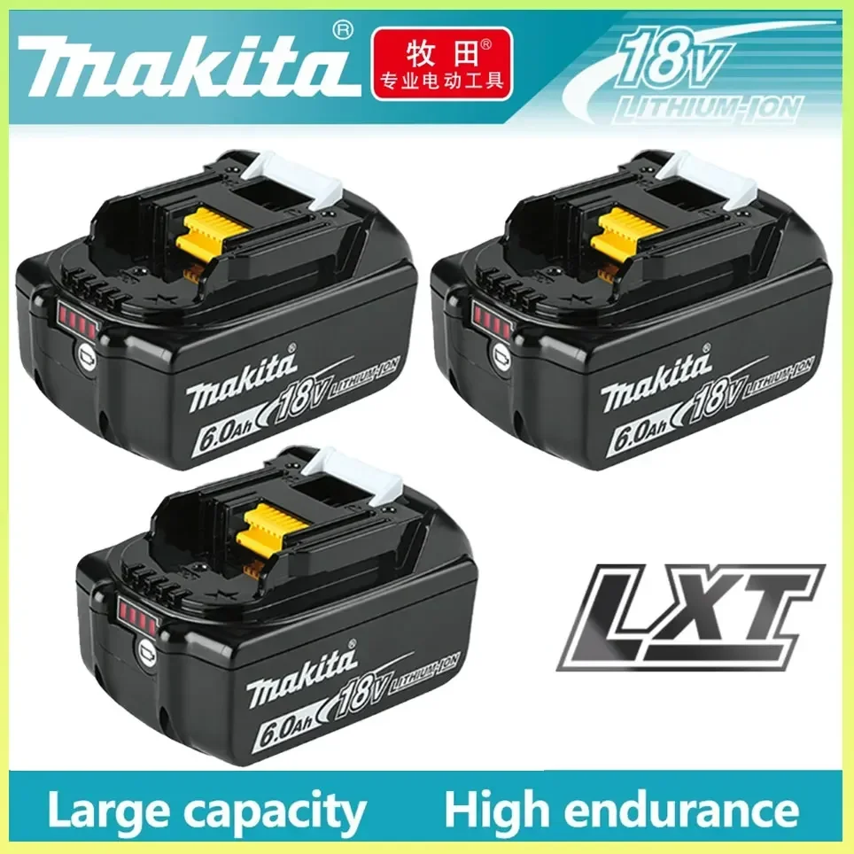 Genuine Makita 18V 6Ah Rechargeable Lithium Ion Battery With Battery indicator For Makita BL1830 BL1840 BL1850Power Tool Battery