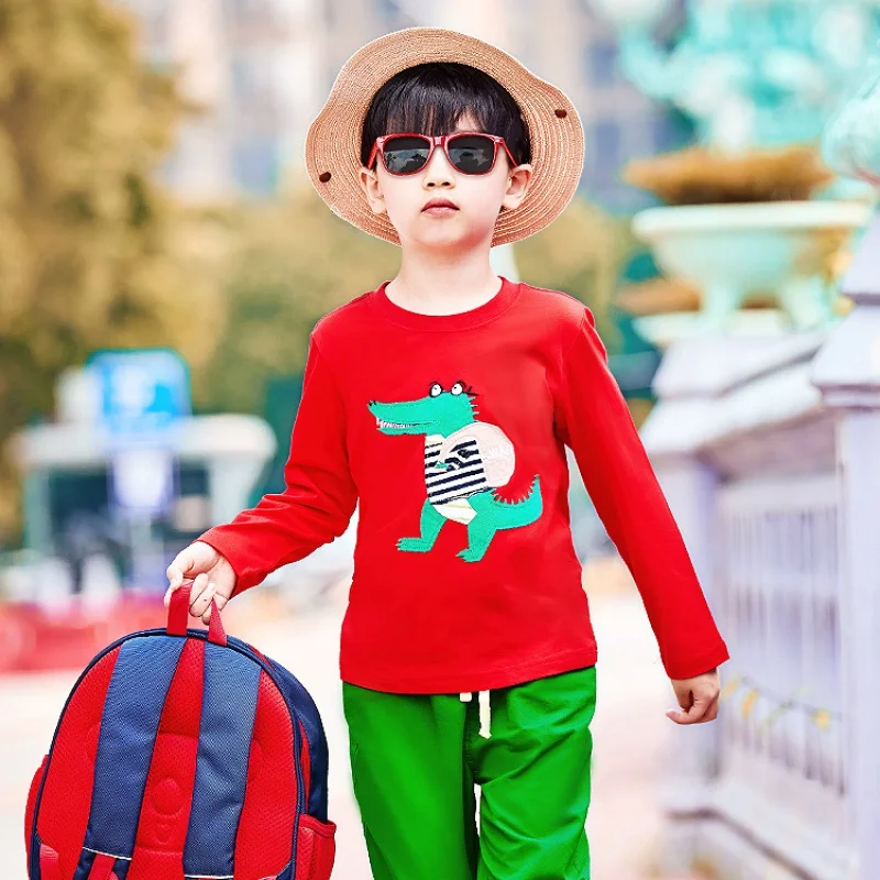 

Customized Children's Clothing Children's Long Sleeve2024Spring New Pullover Pure Cotton Trendy Cool BoysTT-shirt Wholesale