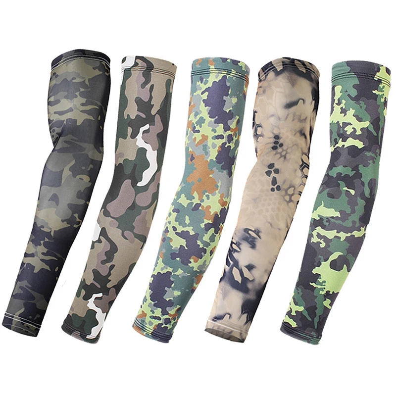 1 Pair Running Fishing UV Sun Protection Cuff Cover Tactical Camouflage Sports Arm Sleeve Basketball Cycling Arm Warmer