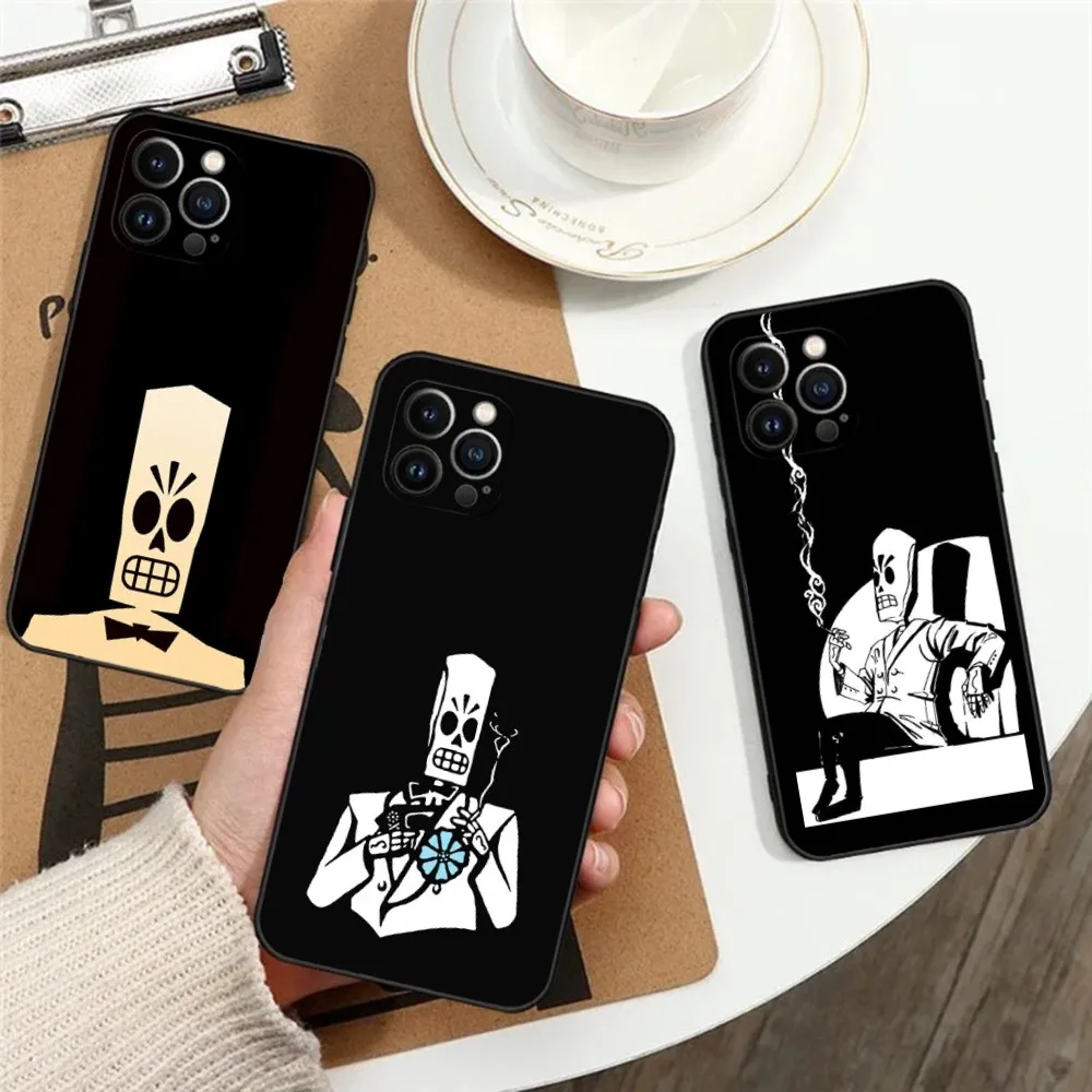

G-Grim Fandango Game Phone Case for Apple iPhone, 13, 14,13,12,11,XS,XR,X,8,7,Pro,Max,Plus, Mini Silicone Cover, Black