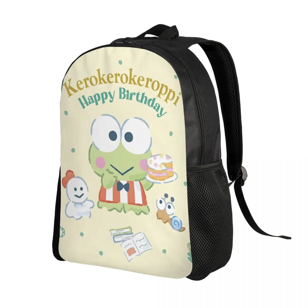 حقيبة ظهر Kero Kero Keroppi للنساء والرجال حقيبة كتب عصرية للمدرسة والكلية وحقائب عيد ميلاد سعيد