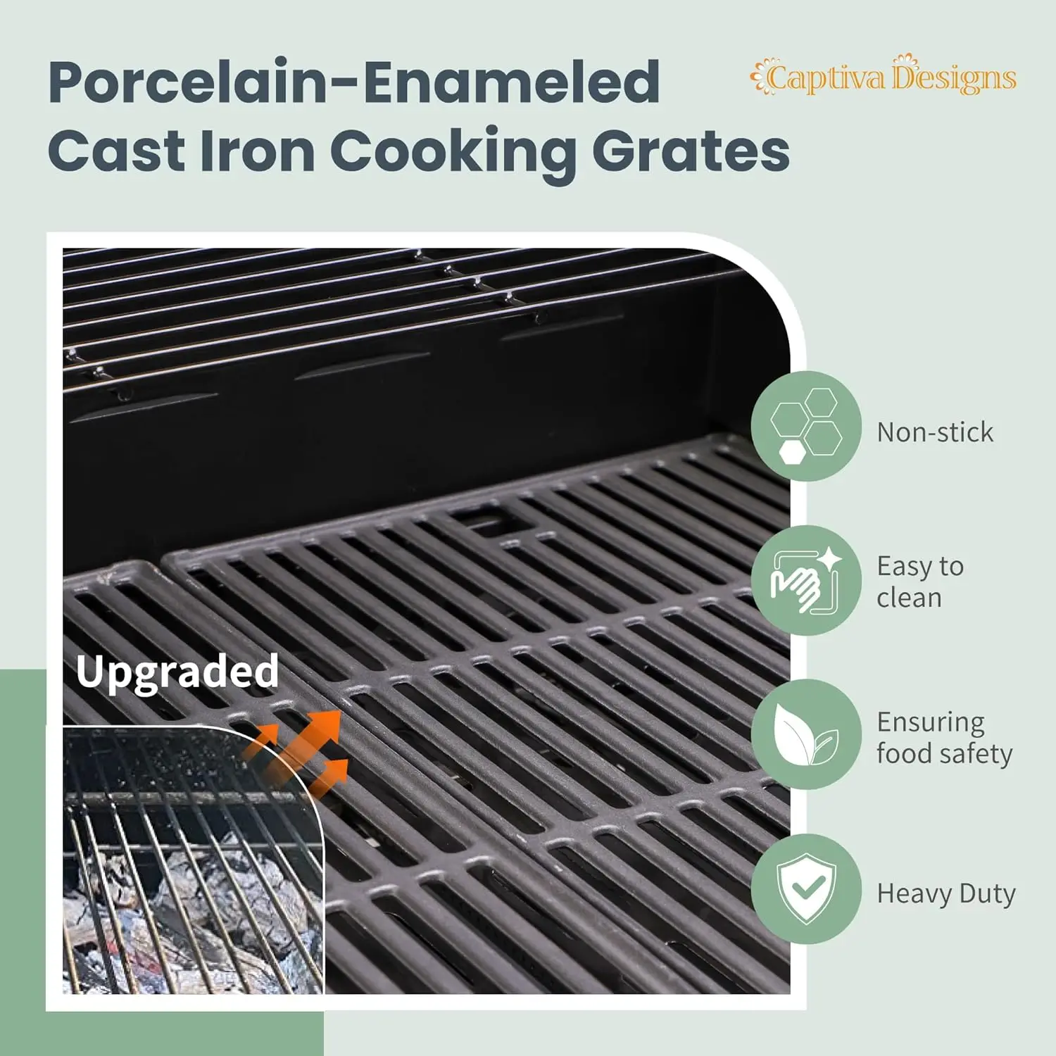 Captiva Designs 4-Burner Propane Gas BBQ Grill with Side Burner & Porcelain-Enameled Cast Iron Grates, 42,000 BTU Output Stainle