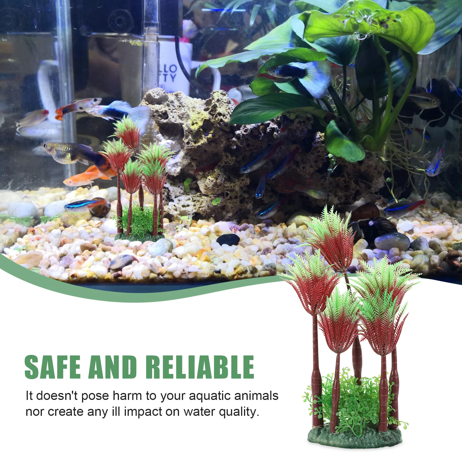

Fish Tank Decorations Aquatic Plants Aquarium Decor Plastic Greenery Faux Plant Hideout for Home Office Wedding Desktop