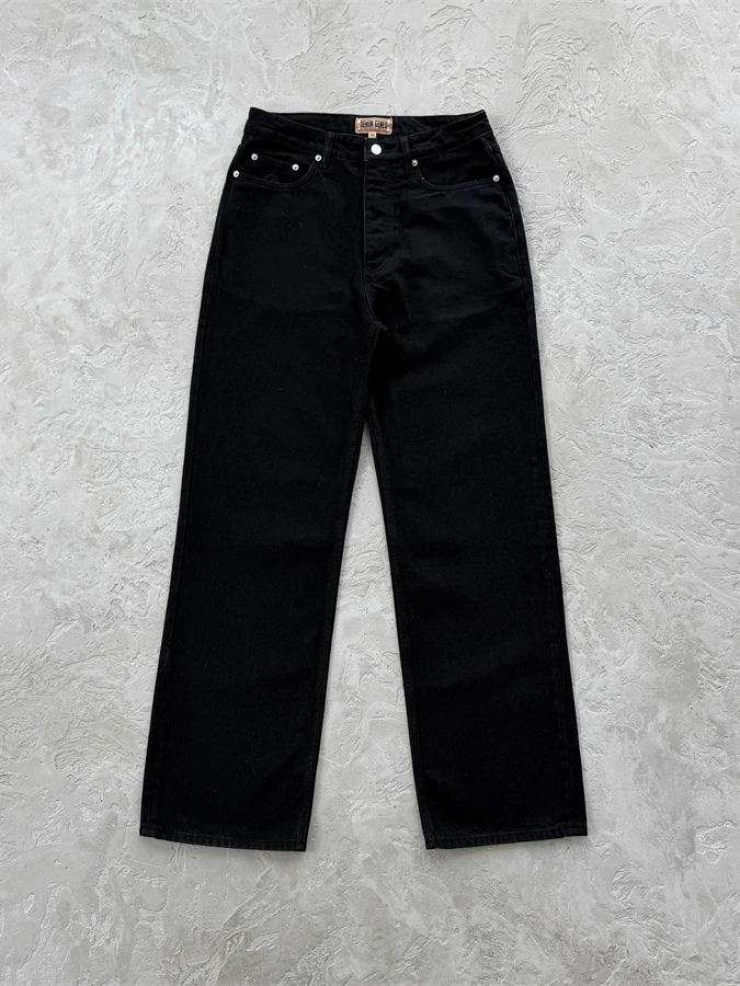 

Black Straight Leg Jeans Men's Autumn Winter New Vintage Wide Leg Pants Loose Slimming Casual Versatile mid Waist Zipper