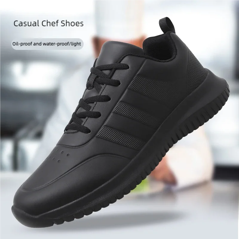 Chef shoes four season soft-sole anti-slip oil-proof waterproof portable kitchen work shoes fashion plus size casual men's shoes