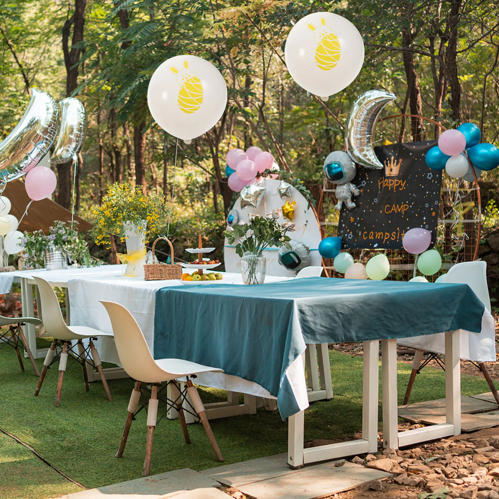 

100pcs Cartoon Rabbit Balloons Bright Easter Party Supplies Inflatable Decorations Holiday Bunny Theme Balloons Photo Props