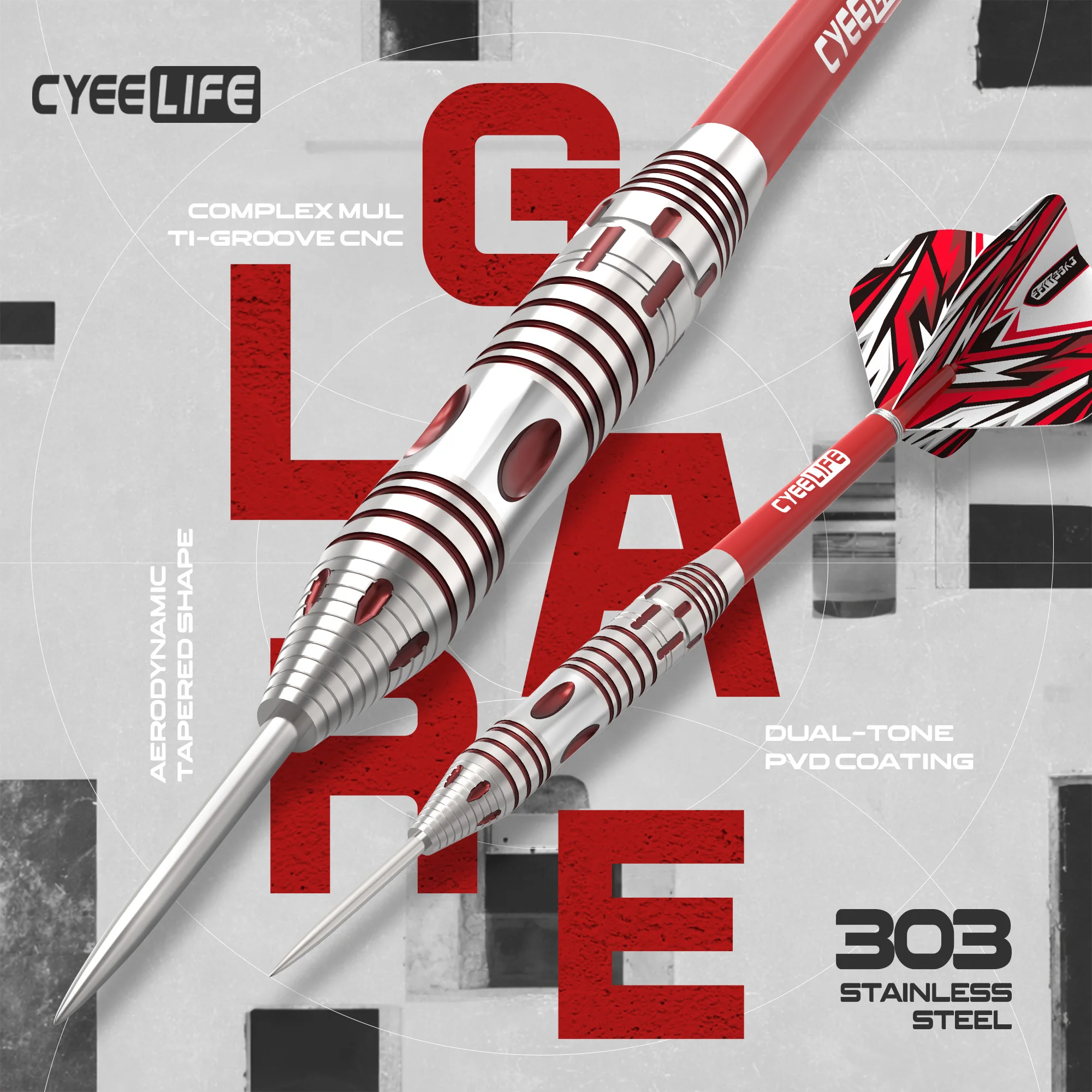 CyeeLife 3pcs/set Professional Darts Free Carry Box 23g Total Length 16cm  Steel Tip Darts With PC Shaft view 5