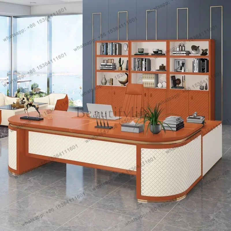 LJY Home Office Writing Desk Modern Luxury Computer Desk With Drawers And Chair Storage L Shaped Executive Furniture Office Desk