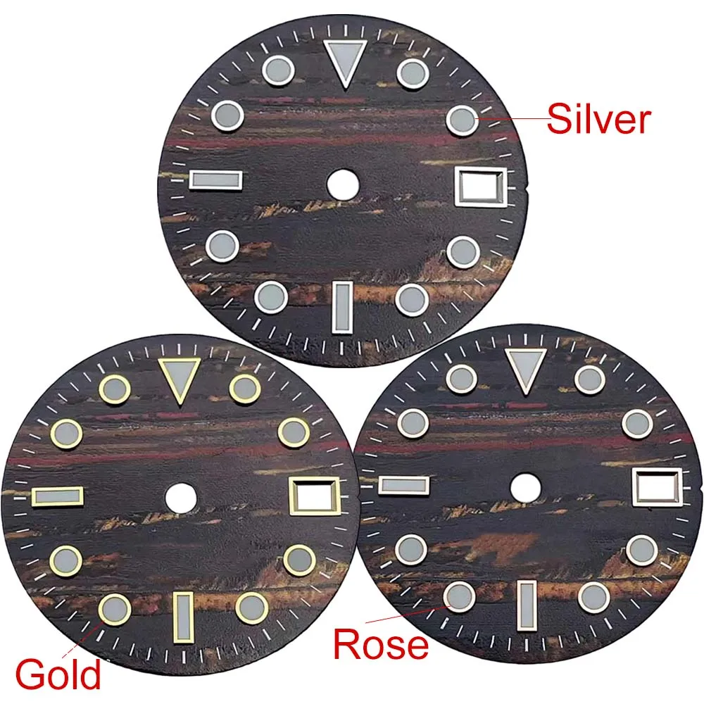 

28.5mm Blue Green Luminous Watch Dial Mountain Pattern Single Calendar Dial for NH34 NH35 NH36 Movement