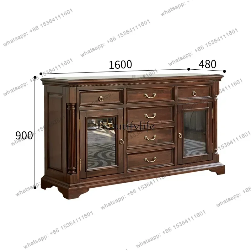 Best Seller American Country Luxury Vintage Mahogany Full Solid Wood Side Cabinet Locker