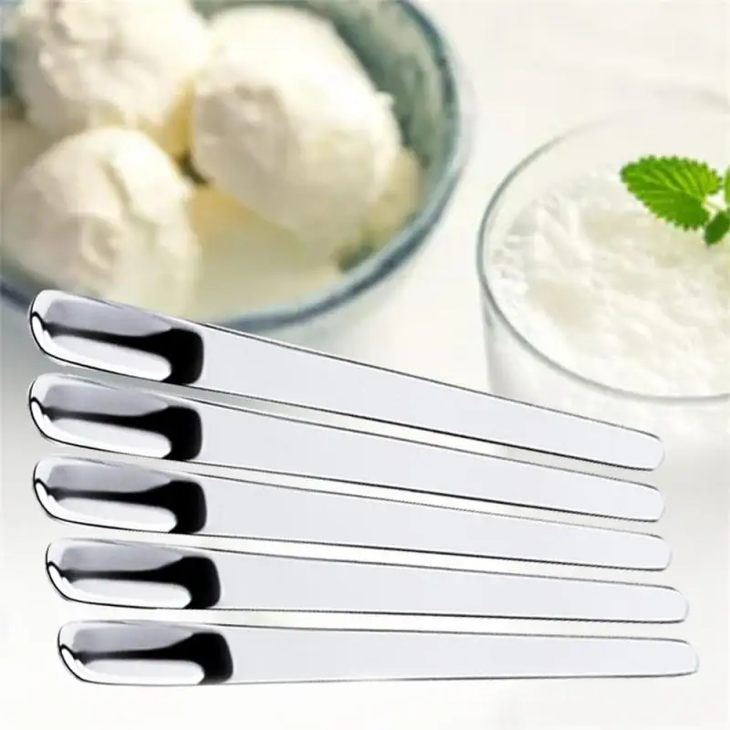 Tea Spoon Stainless Steel Flat Spoon Espresso Spoon Dessert Small Coffee Scoop Mixer Stirring Bar Spoon Kitchen Tableware