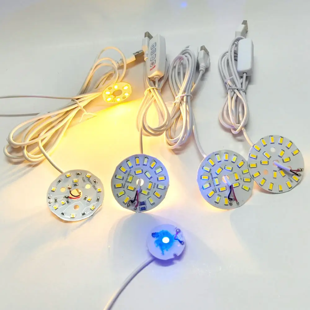 5V LED Lamp Board For DIY Handcraft Lighting USB Powered Component With Switch Cable Adjustable Color Source